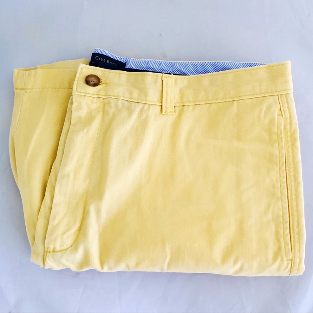 Mens Yellow Shorts Club Room Flat Front Size 40